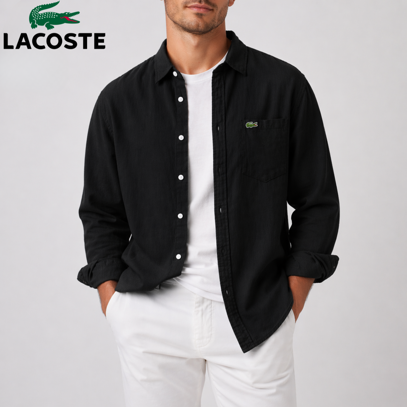 Chemise Oxford Homme Manches Longues Boutonnée