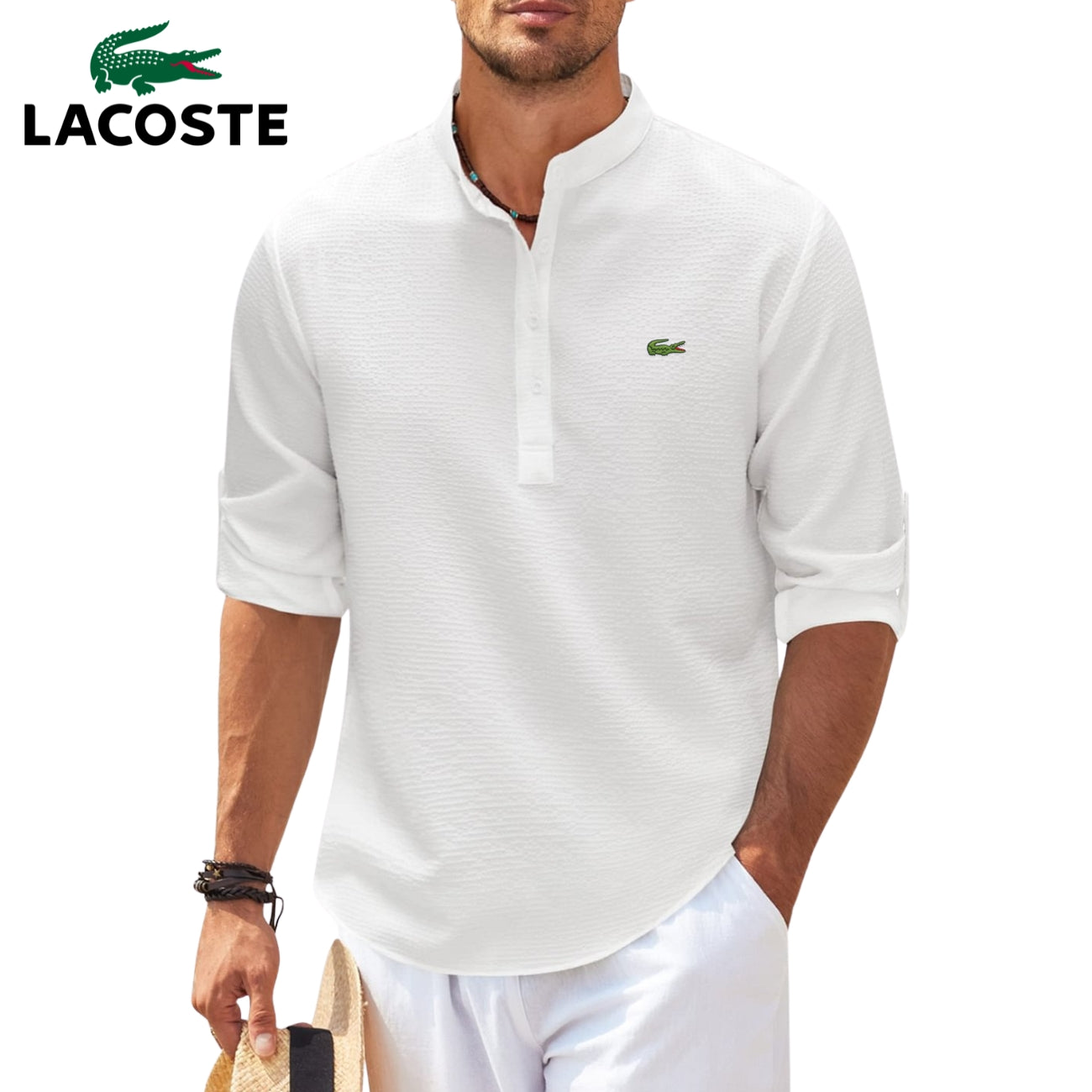 Maglietta Henley a Maniche Risvoltate || SALDI DI LIQUIDAZIONE