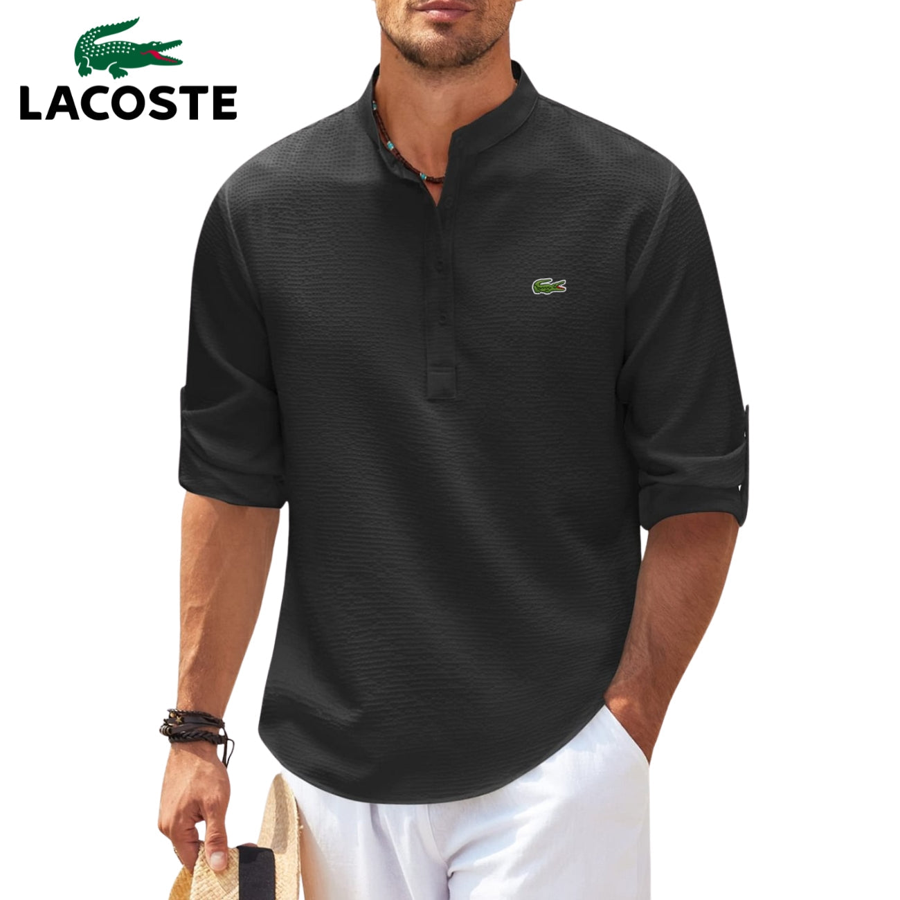 Maglietta Henley a Maniche Risvoltate || SALDI DI LIQUIDAZIONE