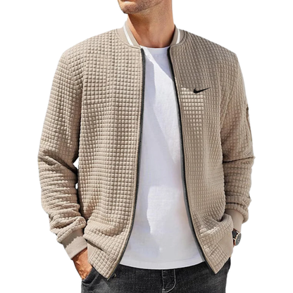 2026 Giacca bomber con texture a griglia || Saldi di fine serie