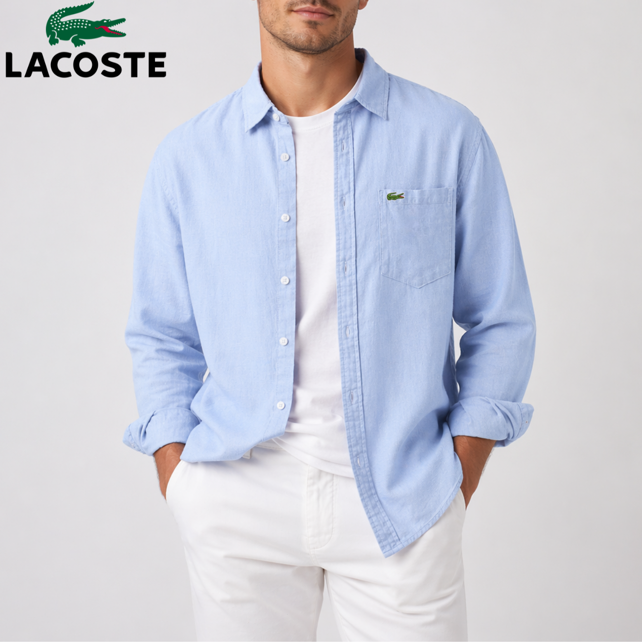 Chemise Oxford Homme Manches Longues Boutonnée