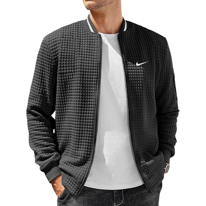 2026 Giacca bomber con texture a griglia || Saldi di fine serie