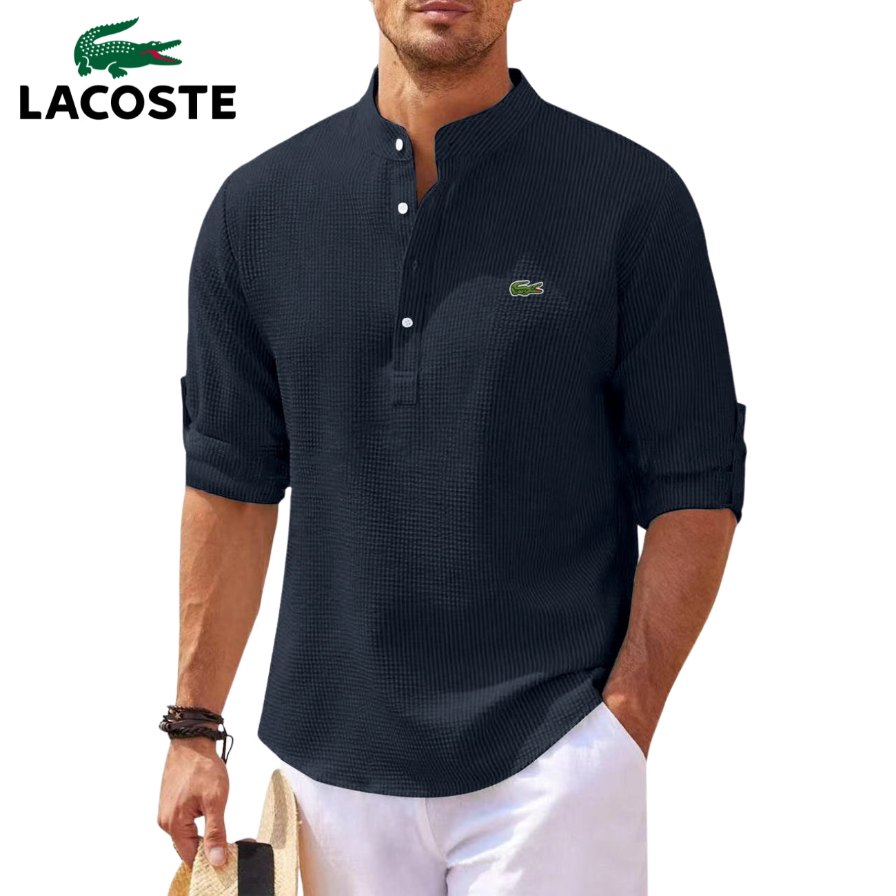 Maglietta Henley a Maniche Risvoltate || SALDI DI LIQUIDAZIONE