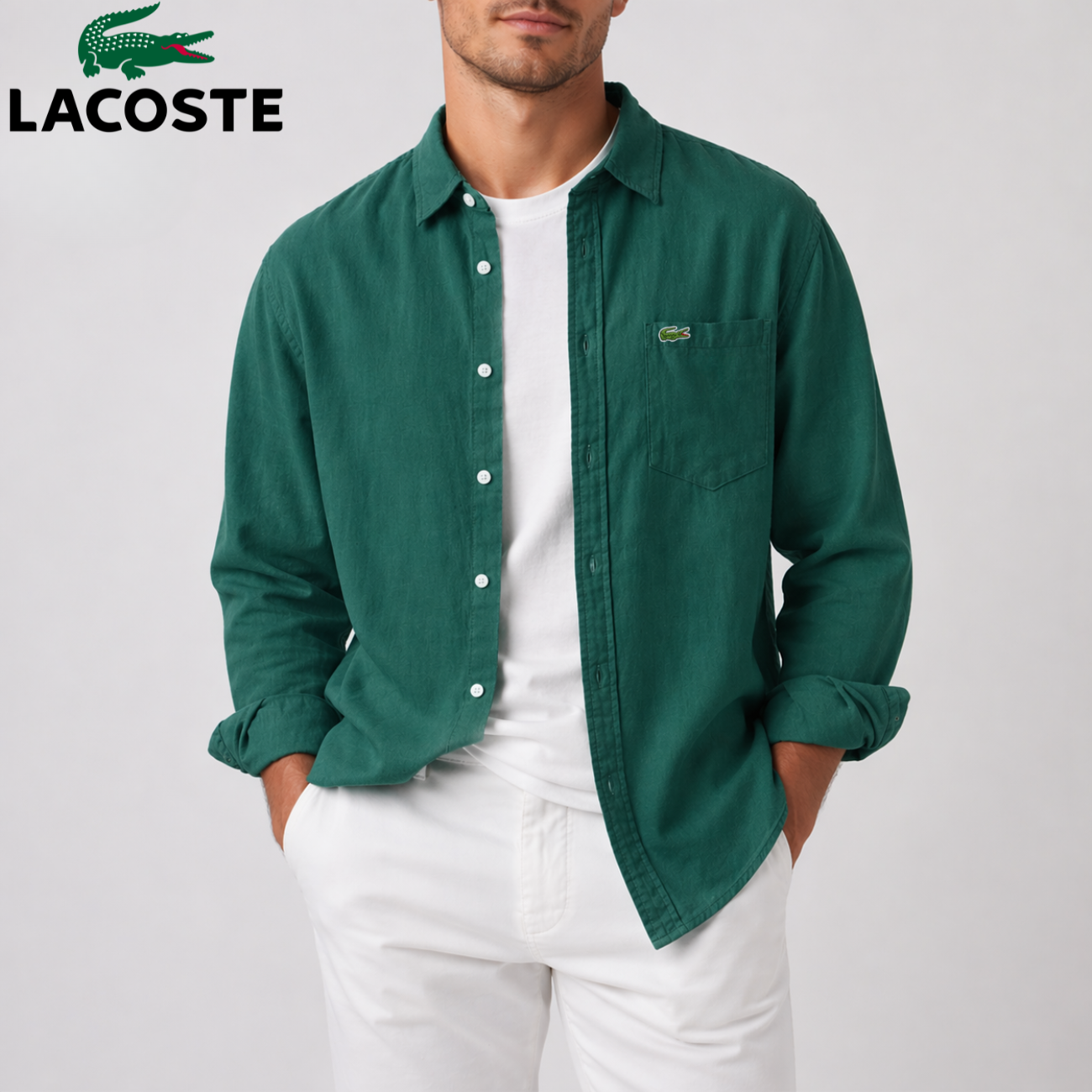 Chemise Oxford Homme Manches Longues Boutonnée