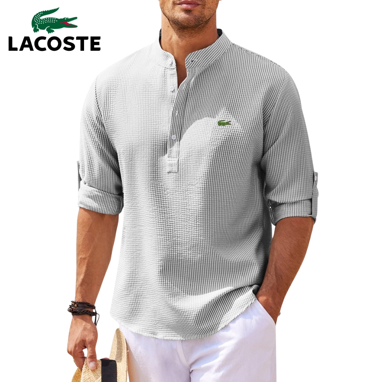 Maglietta Henley a Maniche Risvoltate || SALDI DI LIQUIDAZIONE