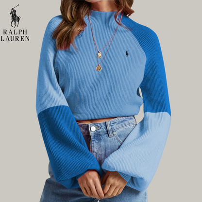 Pull Col Montant Côtelé Bicolore  | Signature Prestige