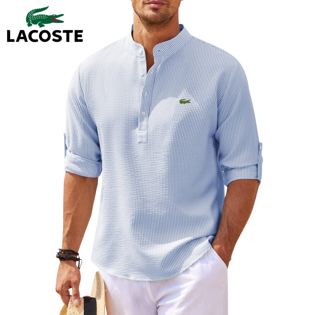 Maglietta Henley a Maniche Risvoltate || SALDI DI LIQUIDAZIONE